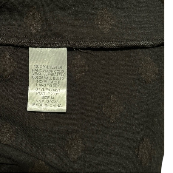 UMGEE Black Swiss Dot Mini Dress sz M Ruffles Balloon Sleeve Smocked Yoke #C3421 - Picture 9 of 10